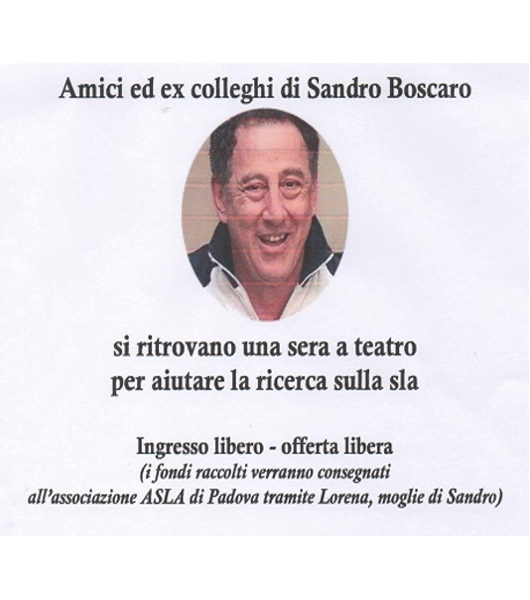 Una serata a teatro in ricordo di Sandro Boscaro il 18/9/2019